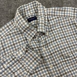 Proper Cloth Button Down Shirt 2XL Blue Grey Gingham Flannel Mens